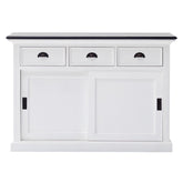 Modern Farmhouse Black And White Buffet Server With Sliding Doors